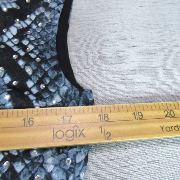 Michael Kors Dress Womens S Blue Gray Snake Skin Rhinestones Sleeveless Sheath - Picture 10 of 11